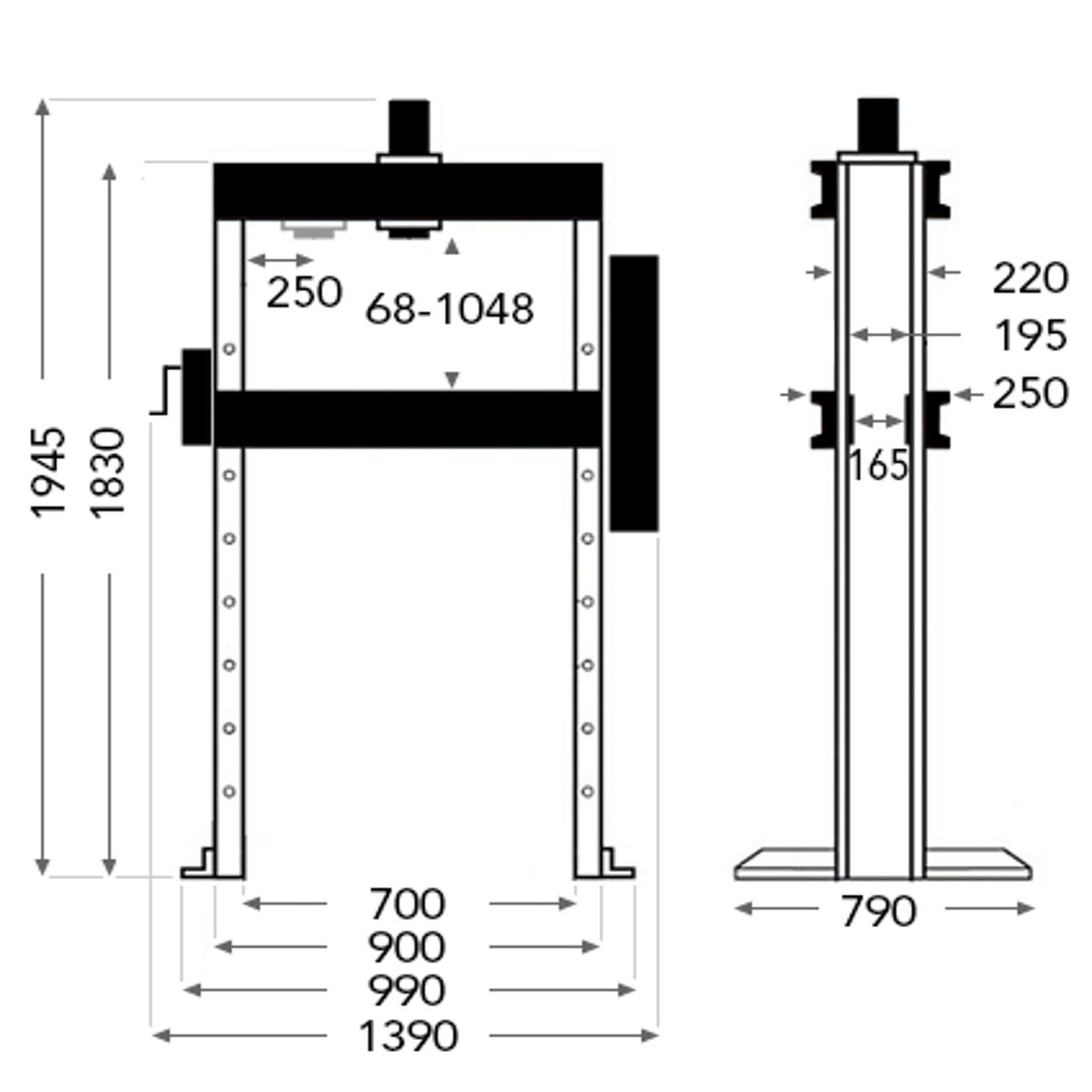 SGS 50 Tonne Hydraulic Press | Hand & Air Pumps